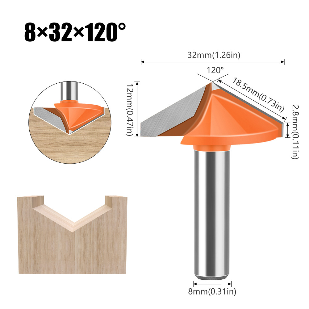 8mm mango 60 grados 90120 grados 150 grados 3D cuchillo en forma de V cuchillo 3D cuchillo de talla de la computadora cuchillo de carpintería cuchillo en forma de V cortador de fresado