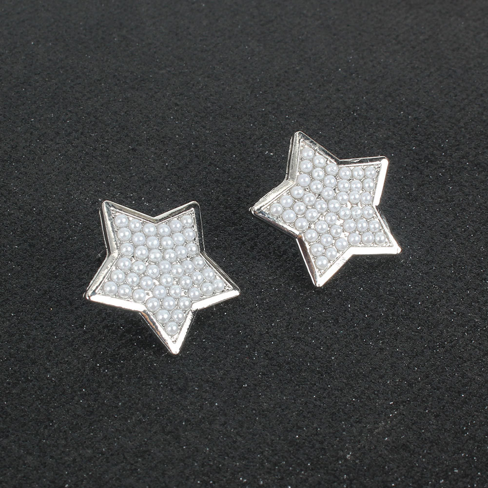 Alloy Inlaid Pearl Five-pointed Star Earrings display picture 3