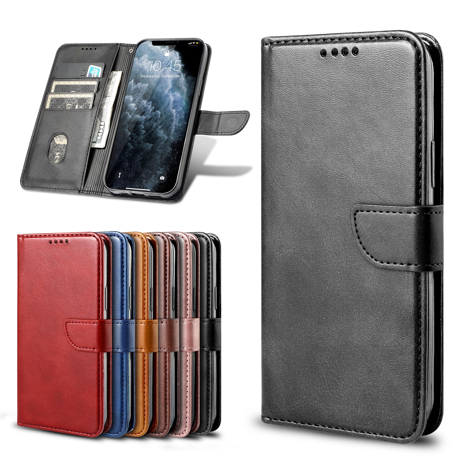 Suitable for Xiaomi 12pro Cowhide Pattern Card Wallet Mobile Phone Leather Case Suitable for Red Rice 12c Bracket Protective Case