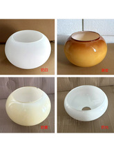 奶白水晶灯罩渐变奶黄圆形灯罩装饰配件e27灯口适用玻璃灯罩配件