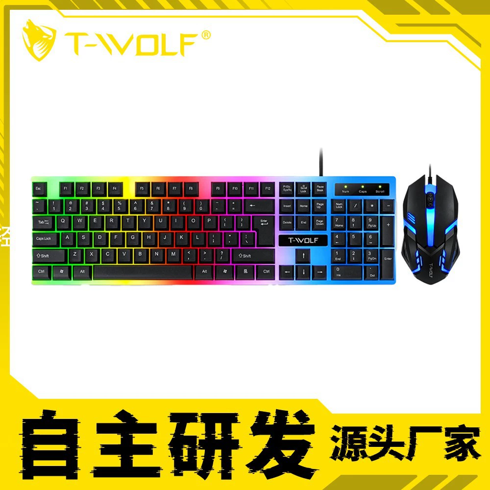 Игровой комплект клавиатура и мышь Thunderwolf TF230, проводные, для офиса и компьютера, оптовая продажа, эргономичные