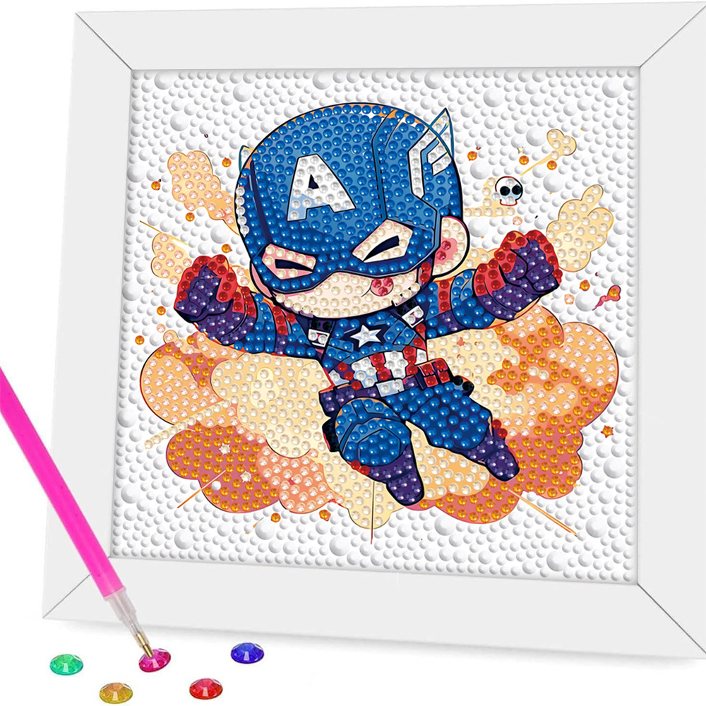 Pintura de diamantes enmarcada hecha a mano, superventas transfronteriza, de dibujos animados infantiles de la princesa Elsa, linda pintura de pegatinas de diamantes DIY