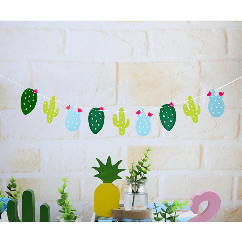 Banderas de fiesta estilo nórdico hawaiano, flamenco, piña, cactus, decoración de cumpleaños y bodas, decoraciones coloridas para exteriores image 8