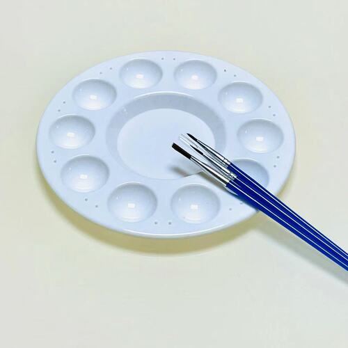 10-grid round palette for Chinese painting, gouache, oil painting, acrylic and watercolor painting; color mixing palette specifically designed for art students.