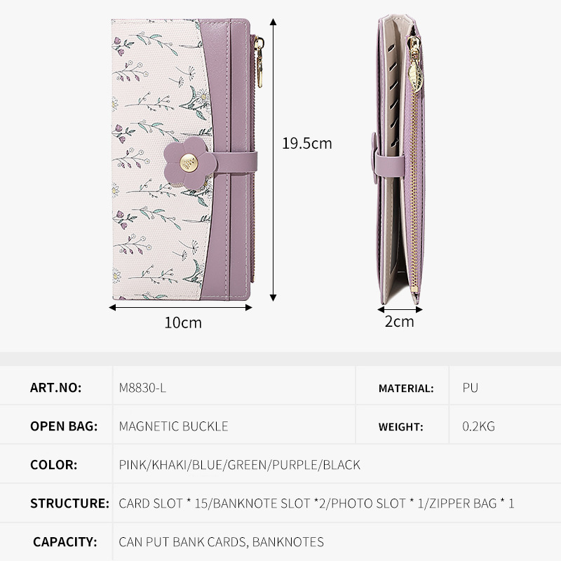 Nueva cartera de estilo japonés con cremallera bolso de cambio de dama de alta calidad bolso de mano de cuero PU bolso de mujer