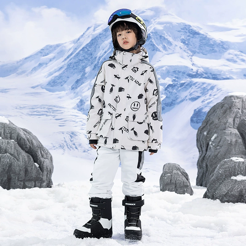 Children's ski ski suit, winter travel windproof set for boys, water repellent keep warm overall, increased thickness