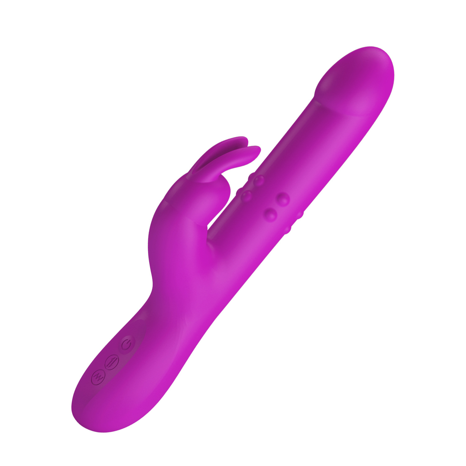 Rabbit Vibrator Rechargeable Silicone Rotating Telescopic Wand_voghion.com