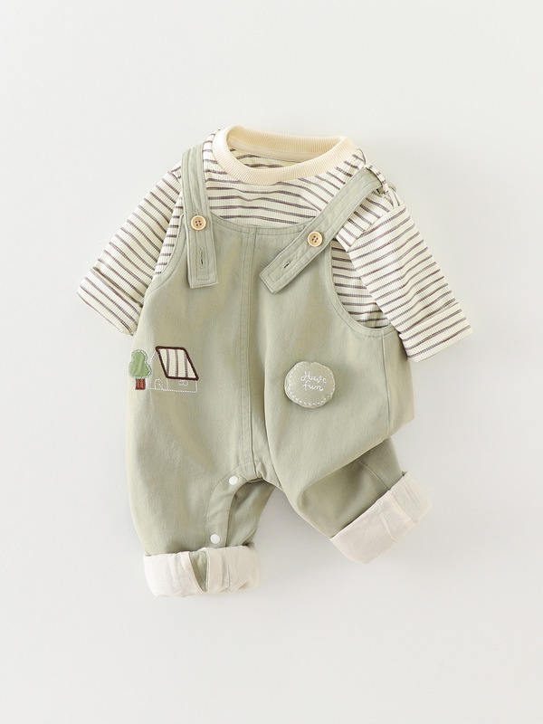 男宝宝衣服秋装背带裤套装可爱婴幼儿春秋季外出服洋气两件套|undefined