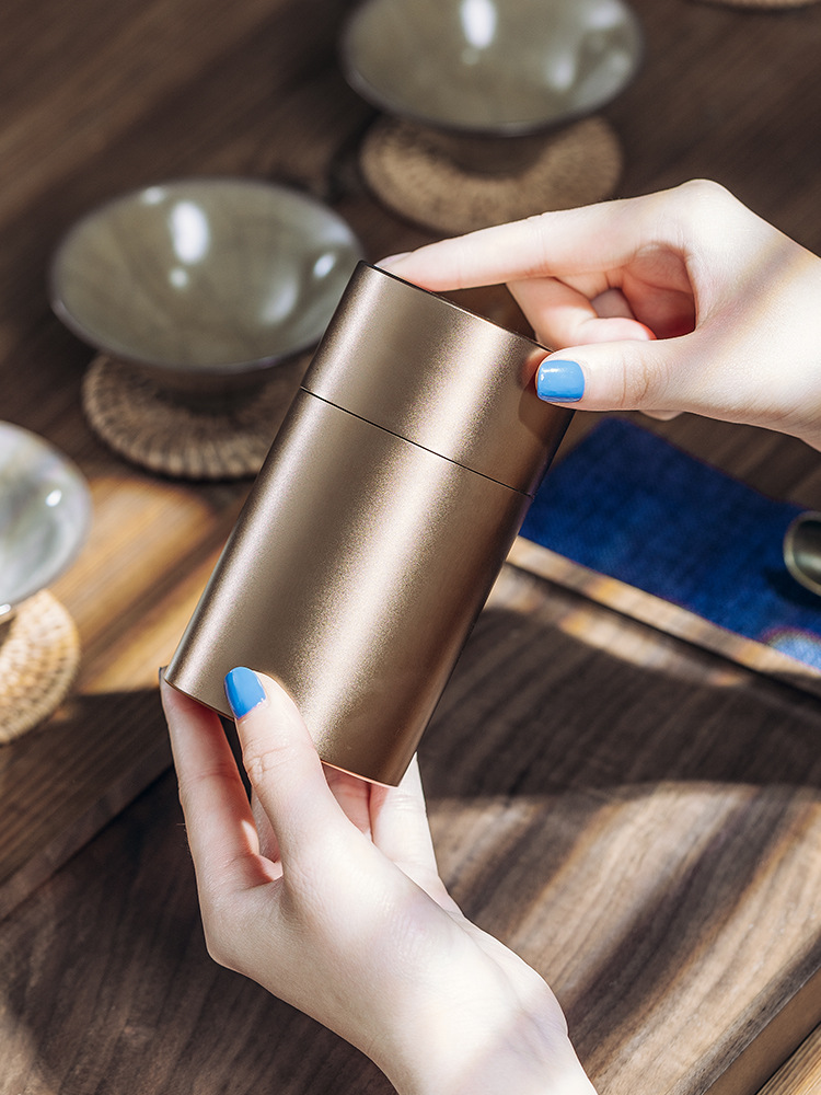 A5L鋁合金茶葉罐大號密封罐日常家用鐵罐香料儲藏桶簡約金屬罐