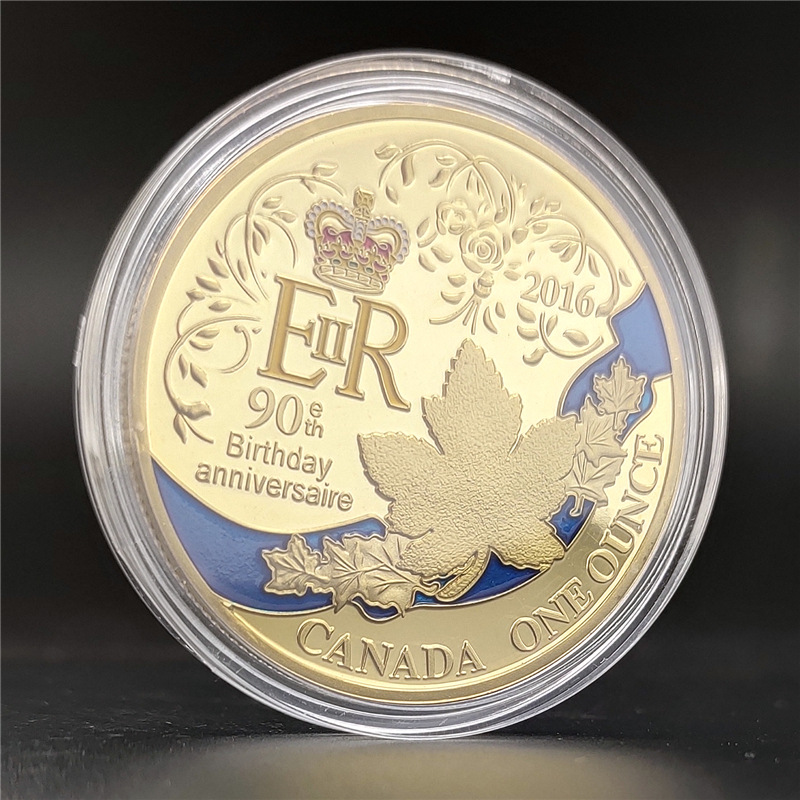 英国女王90周年纪念币 加拿大枫叶金银币生日纪念币 彩色收藏外币-阿里巴巴