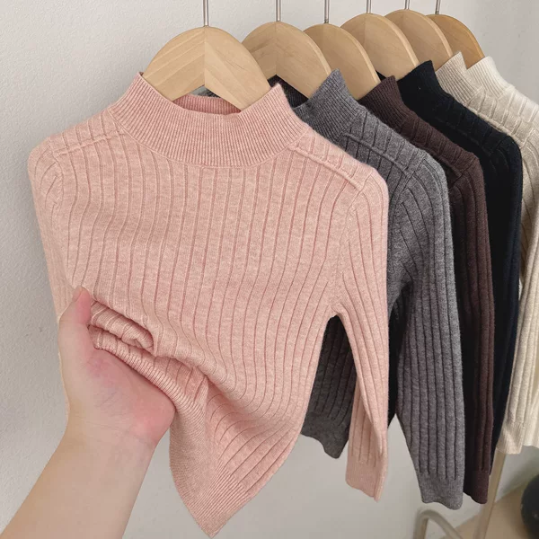 2026 Children's Half-Turtleneck Base Layer Sweater for Boys and Girls, Wool Pullover Ribbed Warm Soft Knit Sweater