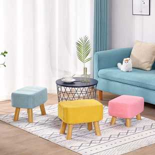 Small Stool Home Creative Small Bench Living Room Coffee Table Stool Solid Wood Adult Sofa Stool Fabric Low Stool Zhao Zhou