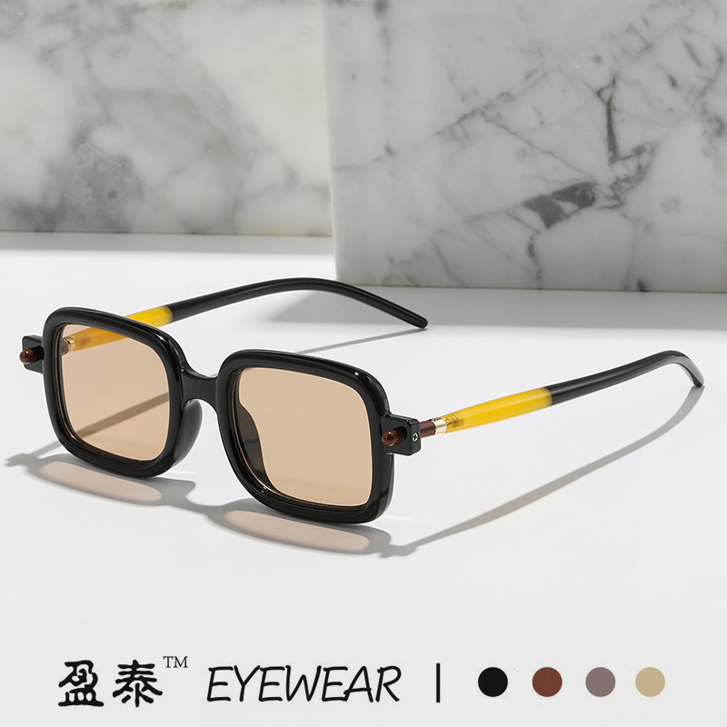 New European and American Cross-border Trendy Street Shooting Retro Artistic Square Sunglasses Cross-border Modern INS Anti-blue Sunglasses