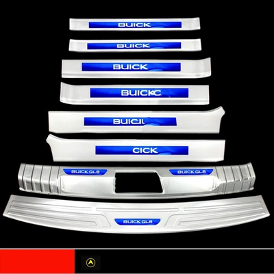 Dekorativ pedal başlıqları – Business Car Welcome Pedal Decoration - sku58-25s-28t-silver-titanium-blue-label-4-door-sills-rear-guard-8-pieces