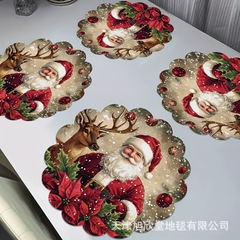 跨境亚马逊圣诞节雪花餐垫桌垫家用防滑耐脏桌面溪水速干沥水杯垫