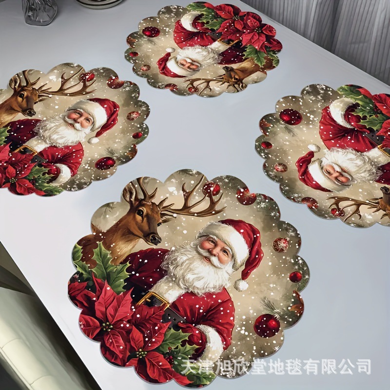 跨境亚马逊圣诞节雪花餐垫桌垫家用防滑耐脏桌面溪水速干沥水杯垫|undefined