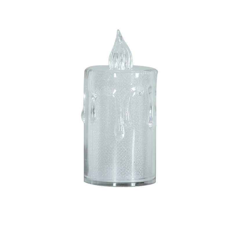 Acrílico no base de cristal transparente lágrimas creativo ambiente de vacaciones decoración LED pequeña vela electrónica té lámpara de cera