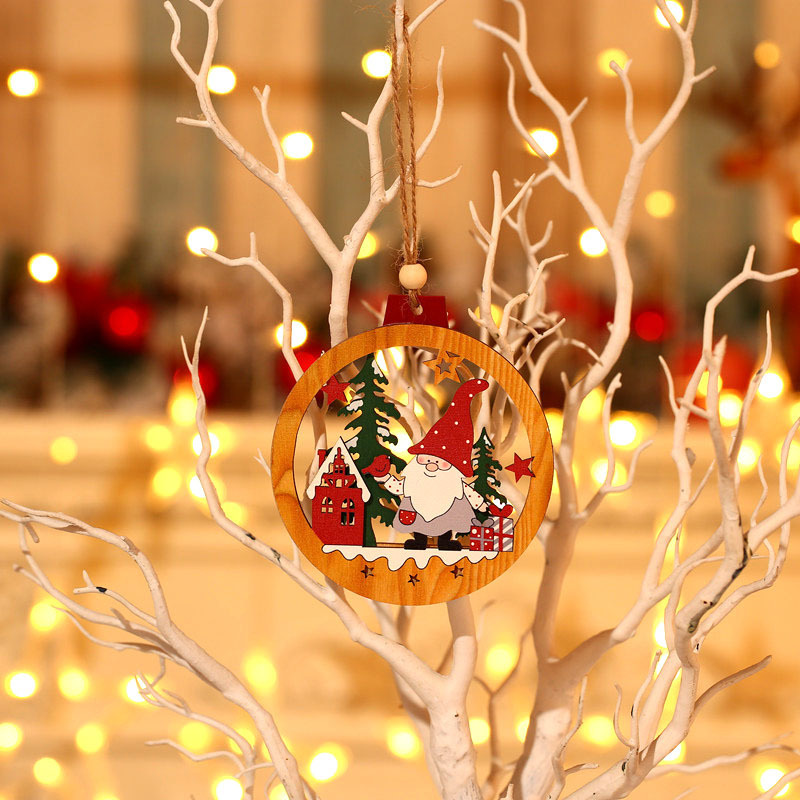 Navidad transfronteriza nuevos suministros decorativos de madera Bosque Enano ancianos colgante árbol de Navidad madera pequeño colgante