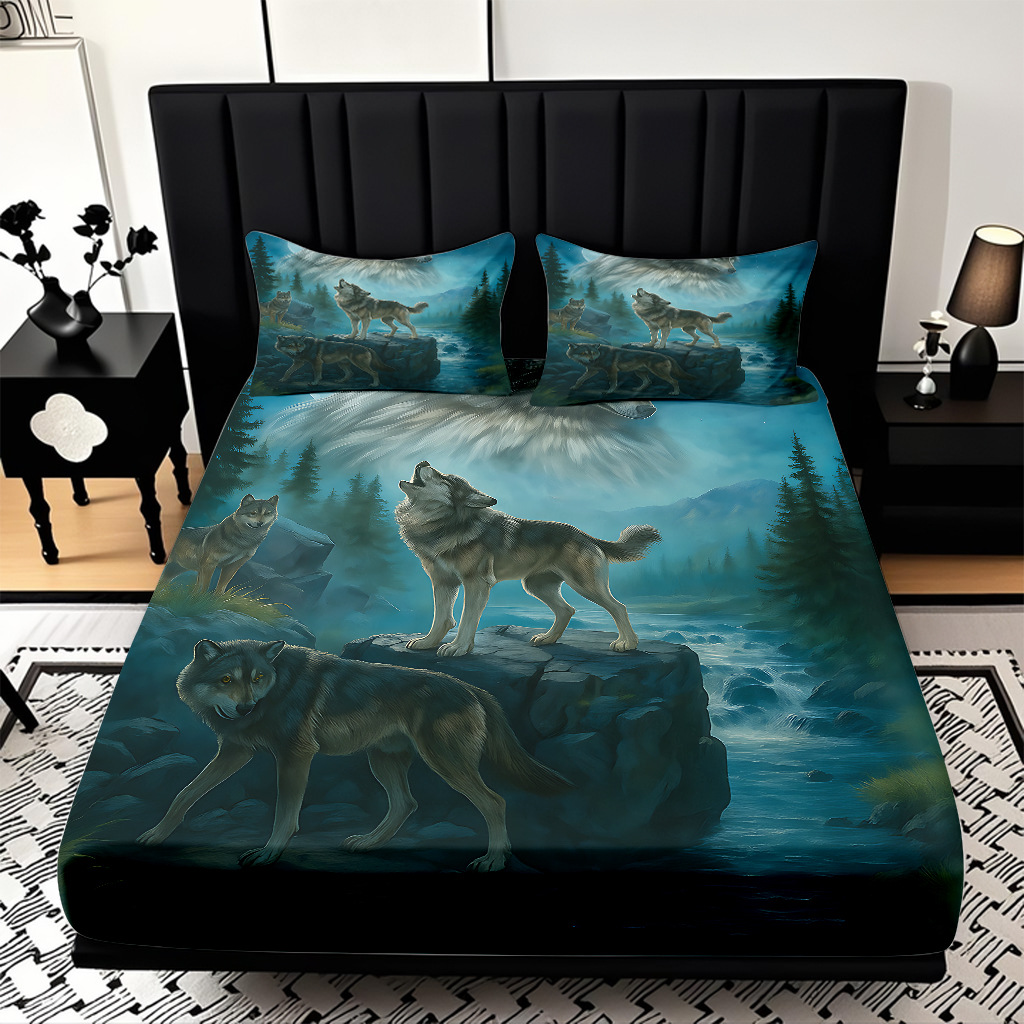 TEMU / JIT Hot Wolf 3D Digital Printing Quilt Set Soporte internacional exclusivo para la impresión
