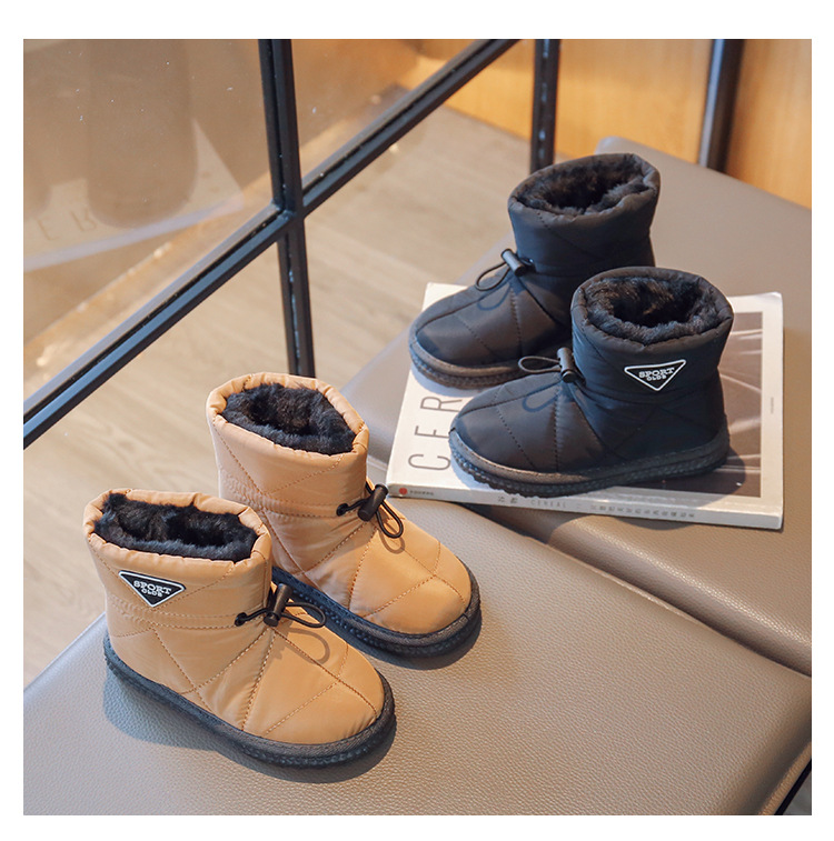 Stivali da neve per ragazzi Marchio di moda 2023 Inverno Nuove scarpe di cotone grandi per bambini impermeabili con peluche e ragazze ispessite_voghion.com