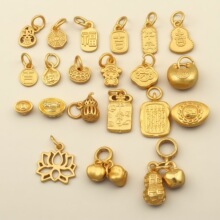 铜镀古法金高保色吉祥挂件招财纳福葫芦财神福袋吊坠diy饰品配件