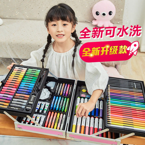 Kittycara Children's Painting Set Gift Box Watercolor Pens New Year Gift Brush Set