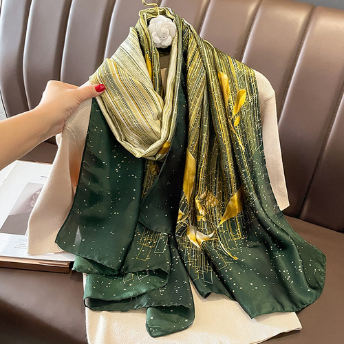 Summer thin anti-stain silk scarf, gauze scarf, travel photo taking, shawl scarf, women's long versatile beach towel