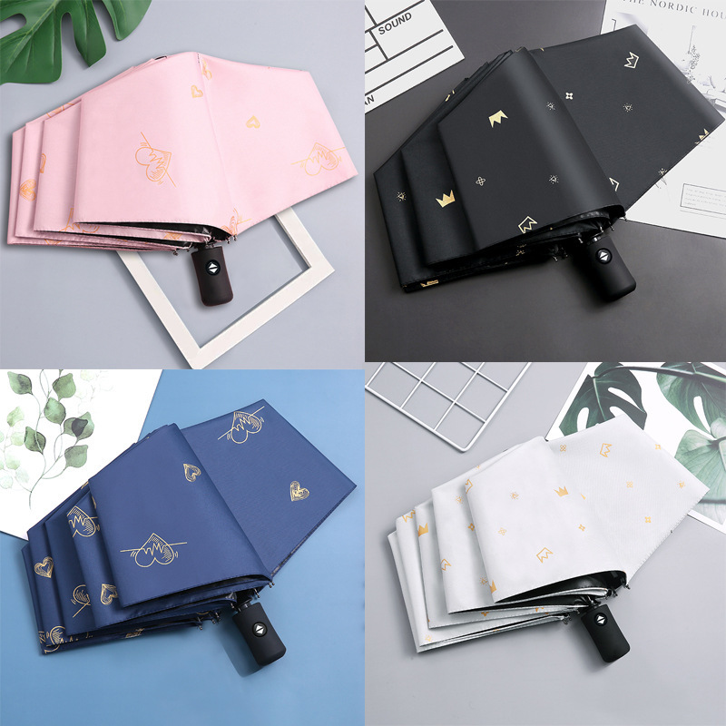 Umbrella Love Crown Sunny and Rain Dual-use Umbrella Automatic Eight-bone Bronzing Feather Sunshade Ultraviolet Folding Black Glue Umbrella Umbrella Love Crown Sunny and Rain Dual-use Umbrella Automatic Eight-bone Bronzing Feather Sunshade Ultraviolet Folding Black Glue Umbrella