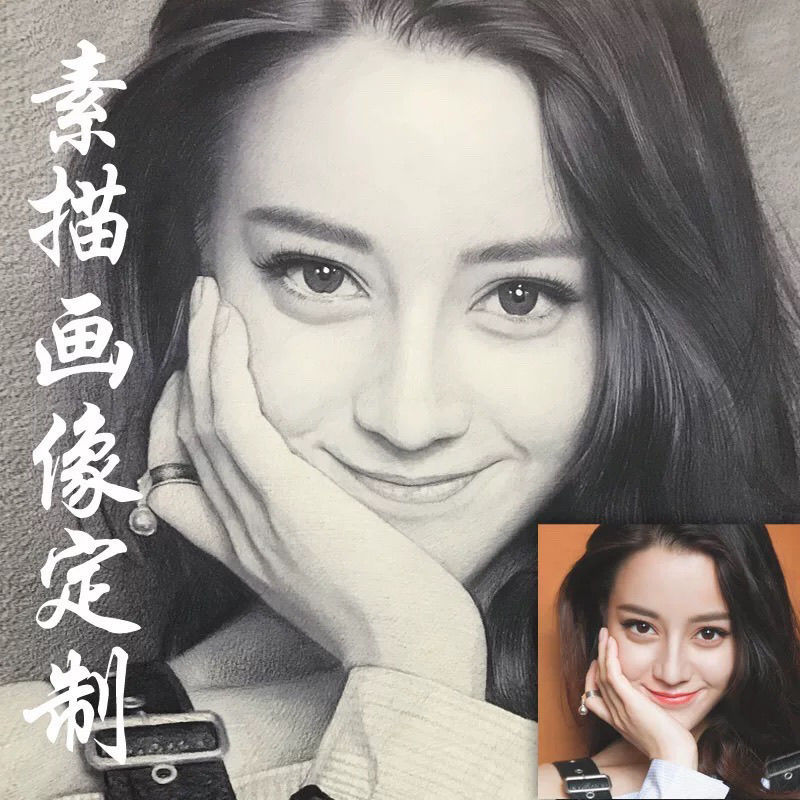 画像钉制真人照片素描代画画手绘肖像画人彩铅画实物纯手工