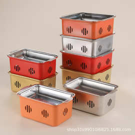 跨境商用不锈钢烧烤保温炉方形加热餐炉酒精炭烤炉串串香炉烤肉炉