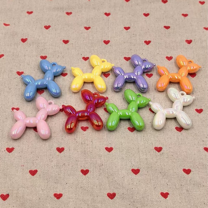 Balloon Dog Acrylic Handmade DIY Hanging Hole Car Pendant Accessory Trendy Onion Pink Dazzling White Phone Chain Material