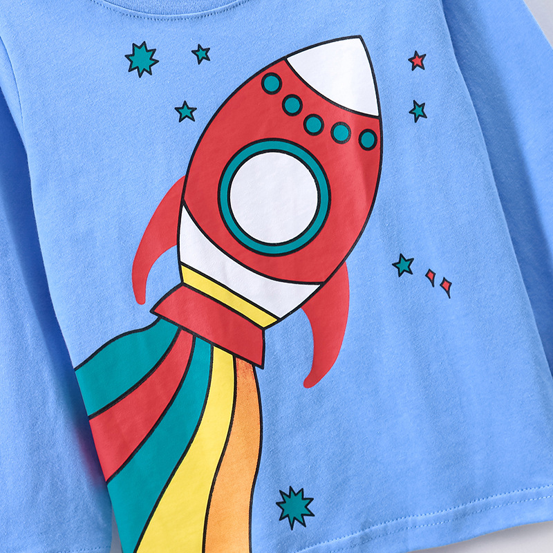 JOJOBEBE otoño nuevos niños europeos y americanos ropa de niños Camiseta de algodón de manga larga de dibujos animados cuello redondo Camiseta de los niños