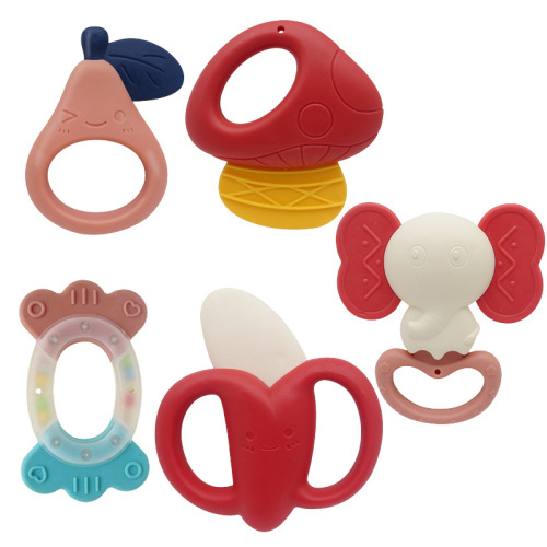 Baby Rattles Toy 0-1 Year Old Educational Water-Boiled Chewable Teething Gel Newborn Toddler 0-3 to 6 Months Baby