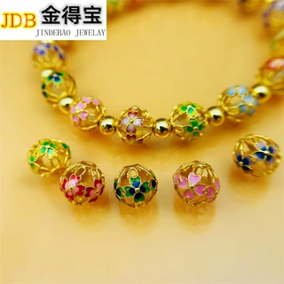 925纯银四叶草景泰蓝古法隔珠珐琅彩滴胶散珠手工项链串珠DIY配件