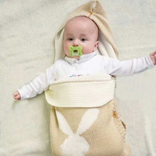 Factory Supply Instagram Style Summer New Arrival European and American Solid Color Baby Sleep Bag Knitted Rabbit Button Sleep Bag Wholesale