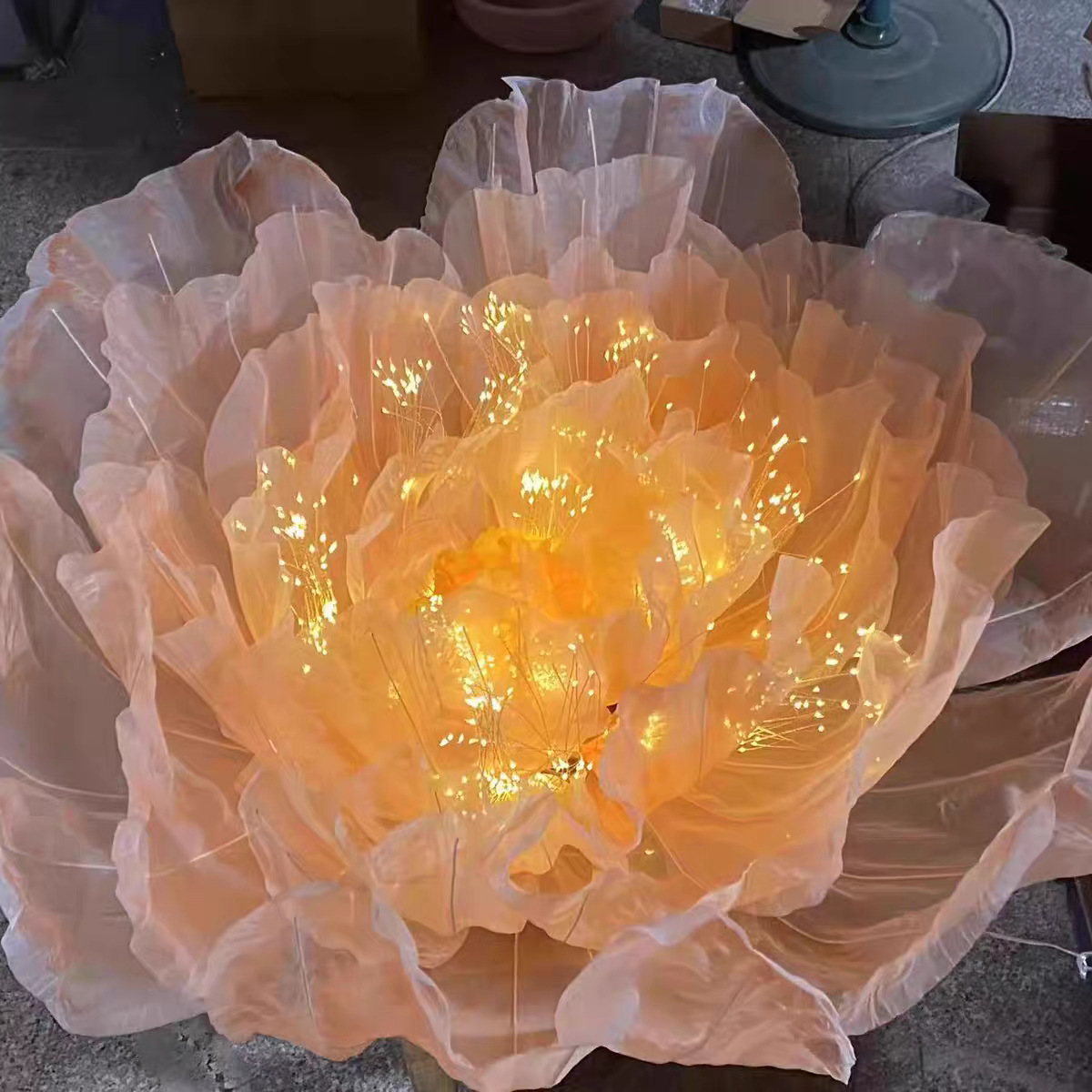 연한 샴페인색 불꽃놀이 전동 꽃 - 지름 60CM