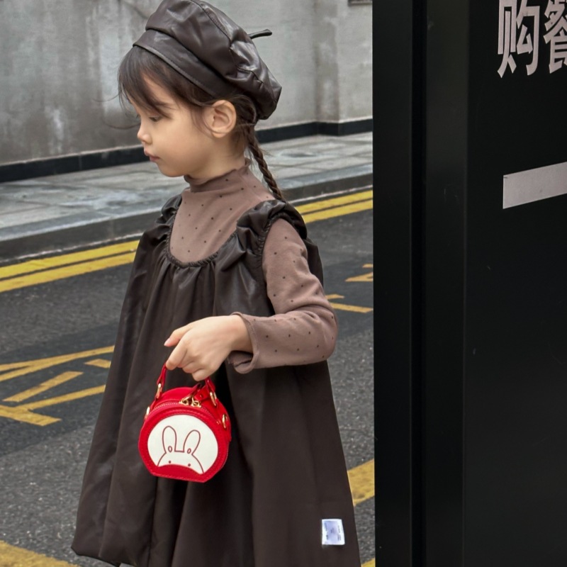 Coreano estilo extranjero mini bolso redondo dibujos animados lindo pequeño conejo bebé bolso de hombro de moda cadena mochila para niños