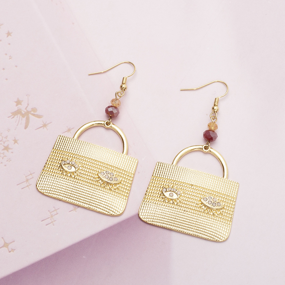 1 Pair Casual Simple Style Bag Alloy Drop Earrings display picture 3