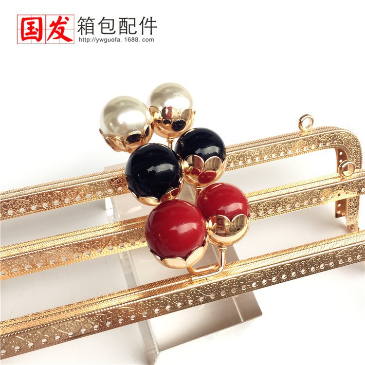 Sin stock: 25cm cuadrado relieve de loto cabeza de perla oro ligero cabeza de perla grande 0566 - QJ