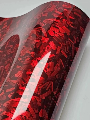 Car Color Changing Film Pet Forged Carbon Fiber Flower Carbon Film Rearview Mirror Car Film Interior Central Control Body Top Sticker (Auto Color Change Film) - pet-glossy-flower-carbon-red-152-18m