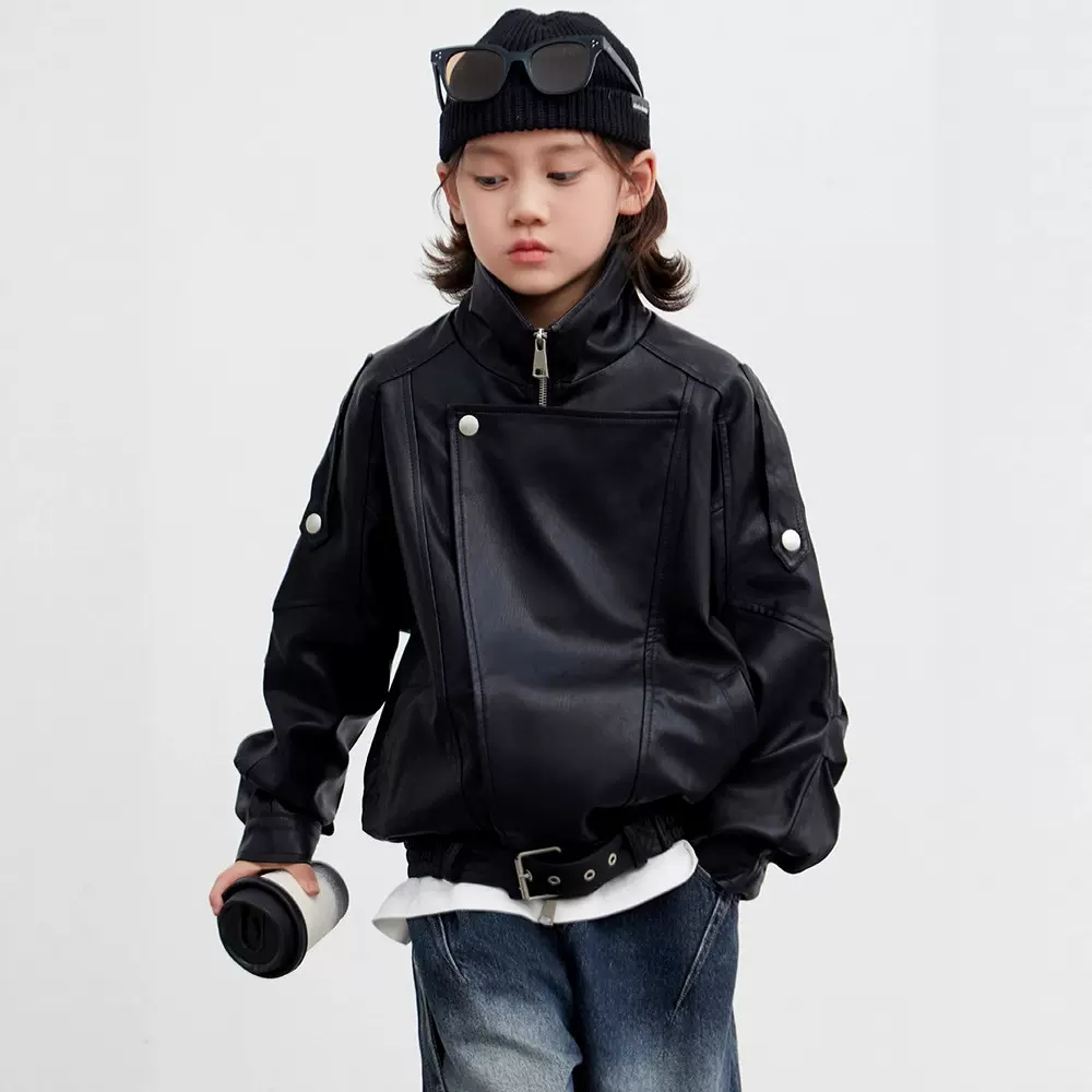 男童皮衣外套春秋款2024新款痞帅儿童秋装上衣中大童秋季炸街夹克