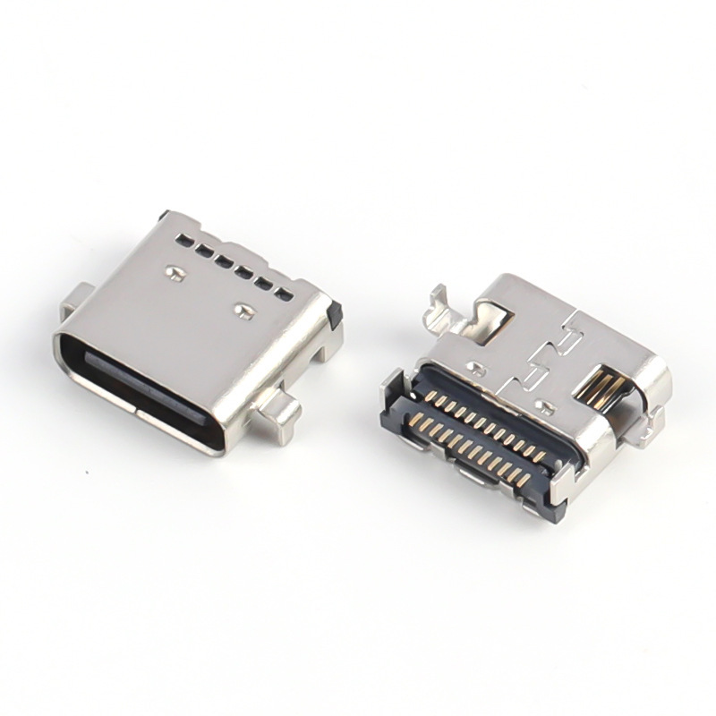 USB3.1 TYPE-C24PIN 水平 SMT シンクプレート 0.8/1.0/1.6 急速充電メスソケット タイプ C メスソケット|undefined