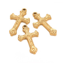 欧美跨境不锈钢多层受难十字架坠子DIY个性复古嘻哈钛钢项链吊坠