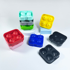 Square large-capacity silicone ice tray with lid and anti-smell transfer 4-round square solid color food-grade silicone ice mold