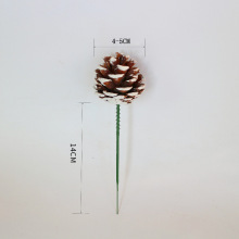 绿色杆子干花白色 插花松果 插铁线松果 插花松果圣诞花环插松果