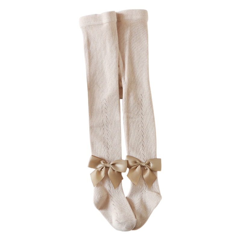 21 primavera y verano nuevo estilo español anillo móvil pantimedias huecas algodón peinado arco grande niños femeninos princesa Calcetines