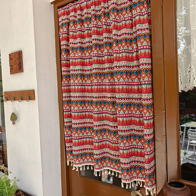 Ethnic Style Homestay No-Drill Japanese-Style Half-Hanging Fabric Curtain Cafe Decoration Partition Curtain Bedroom Kitchen Partition Curtain Ethnic Style Homestay No-Drill Japanese-Style Half-Hanging Fabric Curtain Cafe Decoration Partition Curtain Bedroom Kitchen Partition Curtain