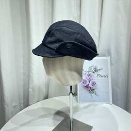韩系设计师款牛仔贝雷帽女春秋时尚休闲渔夫帽一帽多戴百搭显脸小
