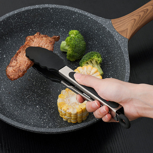 Food tongs silicone heat-resistant barbecue tongs meat tongs steak tongs high-temperature resistant food tongs household stainless steel tongs