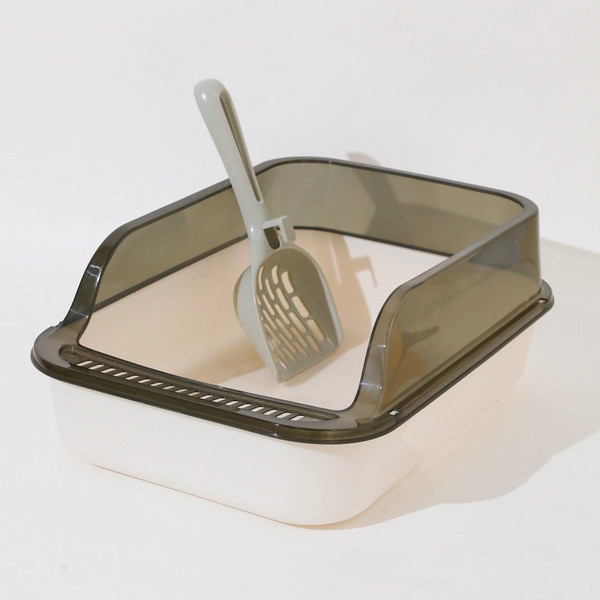 Semi-enclosed large-capacity cat litter box open translucent extra…